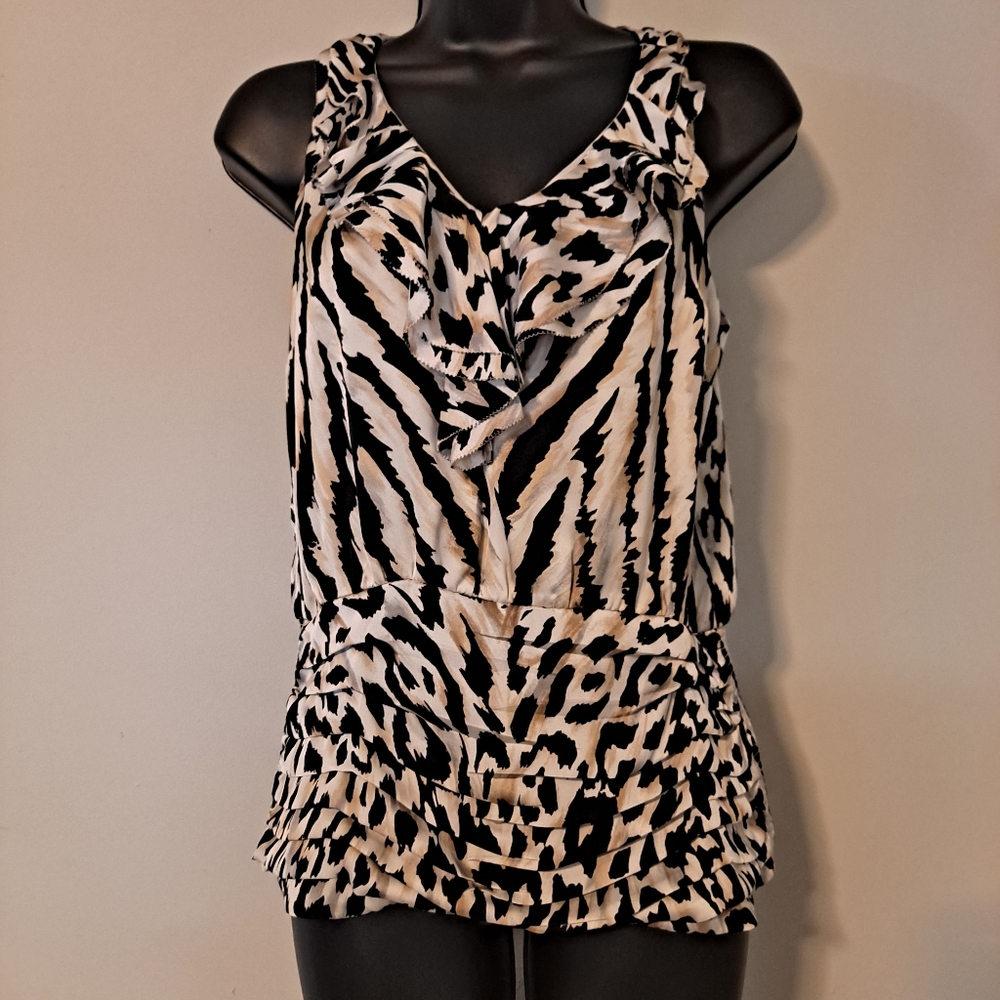 White house black market animal Print Blouse.